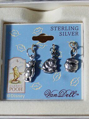 Van Dell Classic Pooh Disney Sterling Silver Winnie the Pooh 3 Pendant Charms